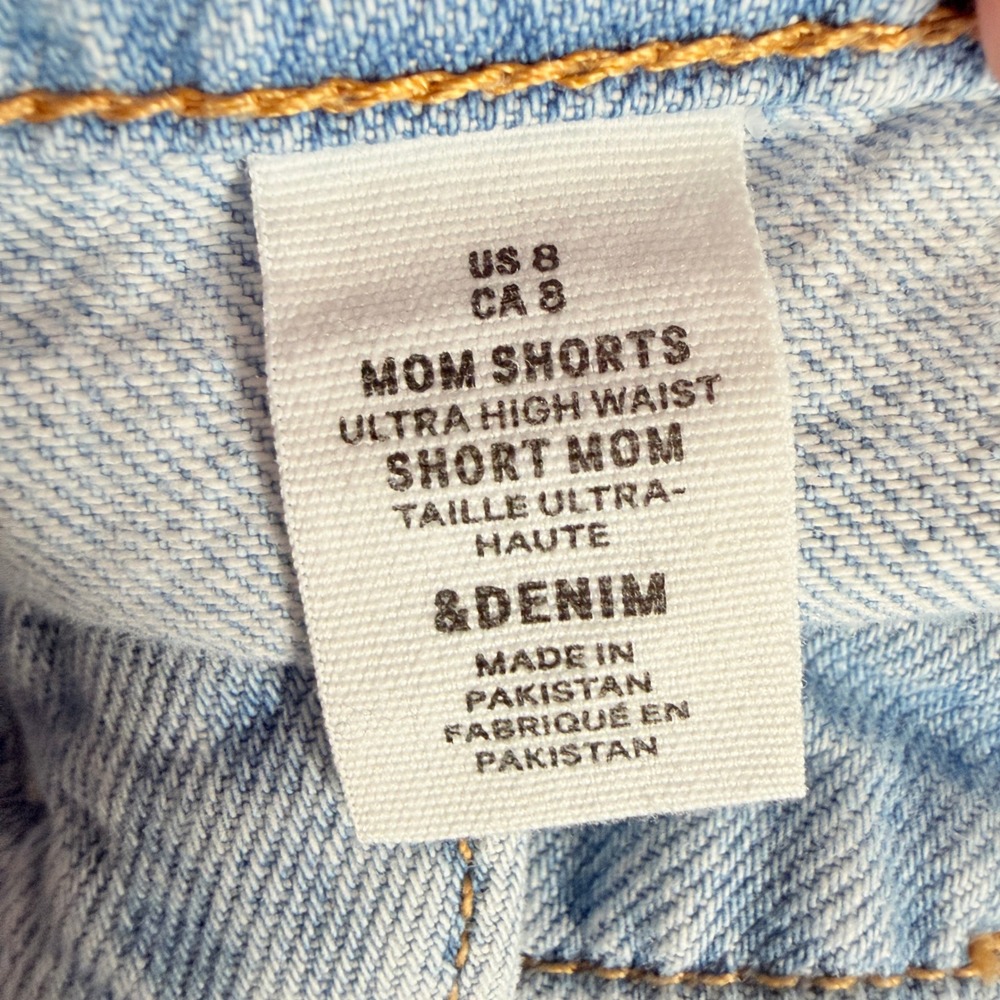 H&M HM Ultra High Waist Mom Shorts Light Blue Distressed Denim Cuffed Size 8 - Picture 9 of 9